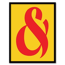 And Ampersand Symbol Yellow Red Vibrant Design Framed Wall Art Print 12X16 In