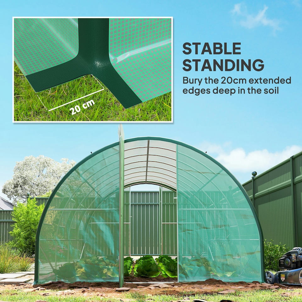 image 1 of Outsunny Tunnel Greenhouse, Upgraded Structure, Hinged Doors, 6 x 3(m), Green