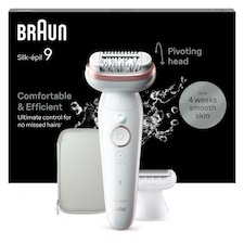 Braun Silk-épil 9,  Epilator For Easy Hair Removal, Lasting Smooth Skin, 9-030, White/Flamingo