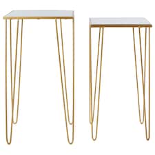 Set Of 2 Rectangular Side Tables,Luxe Small Tables,Accent Tables,Metallic Bedside Tables,Decorative Tables Gold
