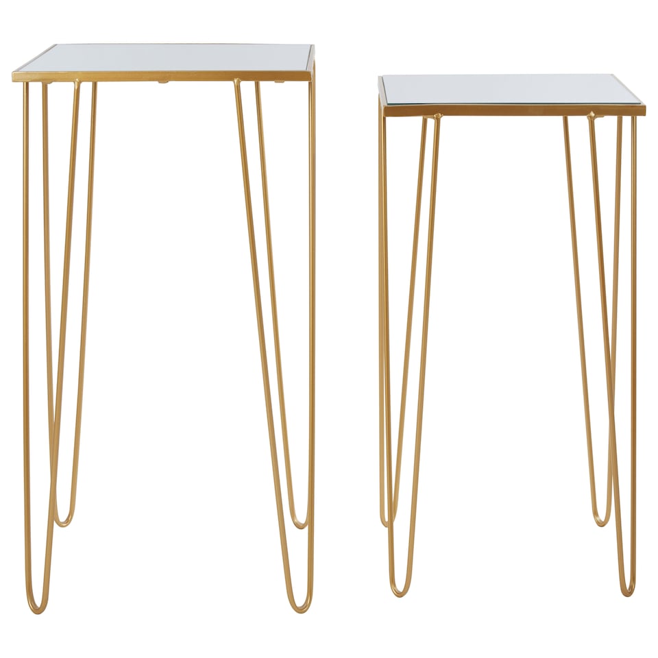 image 1 of Set Of 2 Rectangular Side Tables,Luxe Small Tables,Accent Tables,Metallic Bedside Tables,Decorative Tables Gold