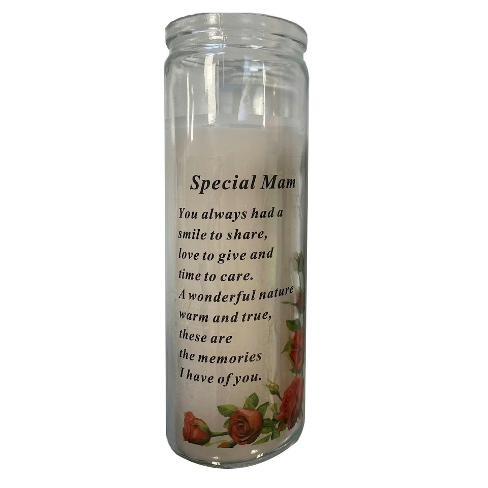 David Fischhoff Memorial Glass Candle - Special Mam | White