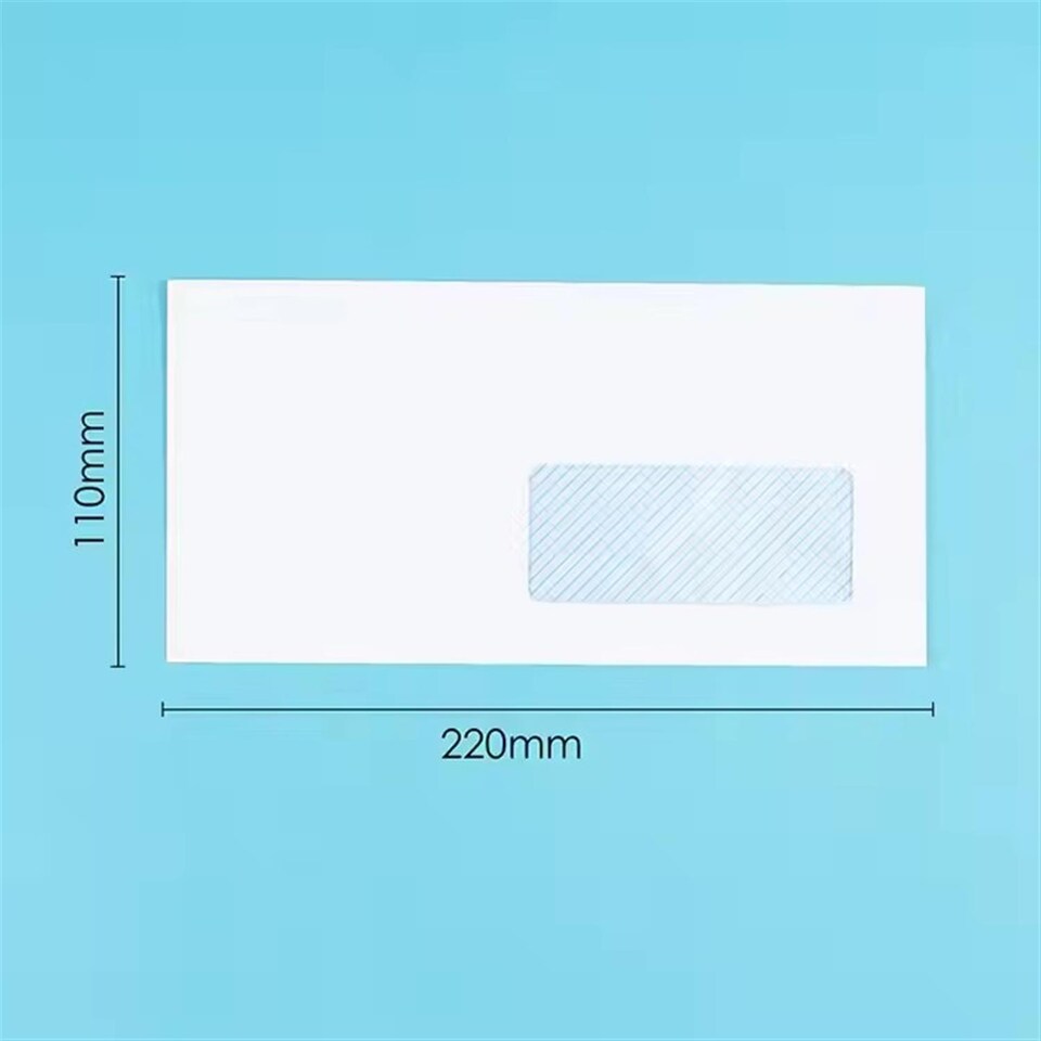 image 1 of Pack of 25 White Paper Window Self-adhesive Mailing Envelopes 11 x 22cm