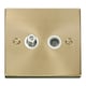 image 1 of SE HOME Satin Brushed Brass Satellite & Coaxial Socket 1 Gang | Gold | Satin Brass