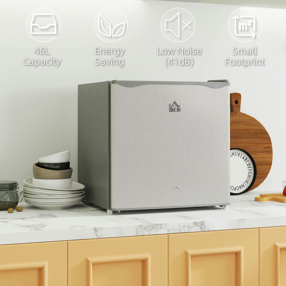 image 1 of HOMCOM 46L Counter Top Fridge Mini Fridge with Lock Chiller Box Grey
