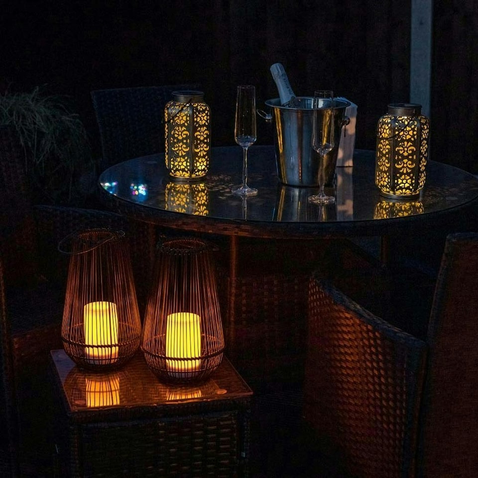 image 1 of ValueLights Solar Lantern Matte Copper Lantern with Copper Oval Shade and Integrated LED .1W Warm White 3000K Bulb