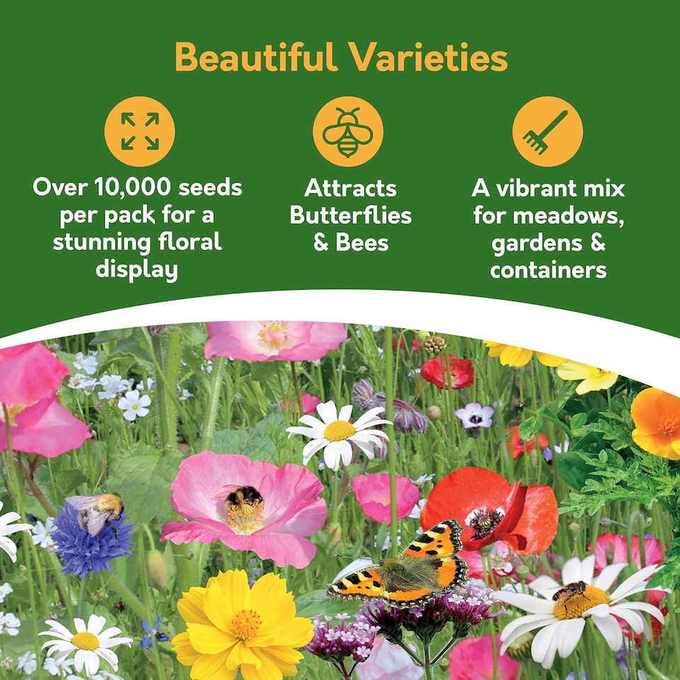 image 1 of Pronto Seed Wildflower Butterfly & Bee Garden Seed Shaker - 25m2 Garden Flower Seeds | Multi | Butterfly & Bee 25m2 | 1