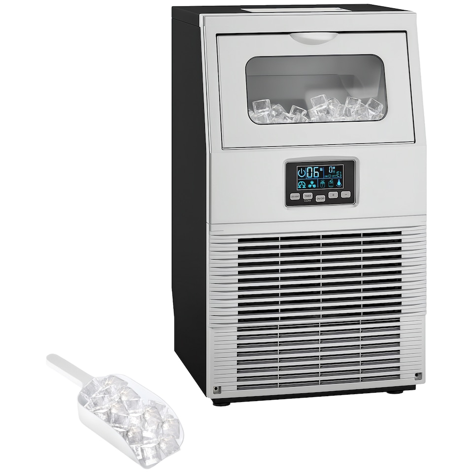 image 1 of HOMCOM Commercial Ice Maker with 4kg Ice Storage for Home Restaurant | Silver