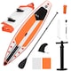 image 2 of Outsunny 10'6' x 30' x 6' Inflatable Stand Up Paddle Board, Non-Slip Deck Board with Adj Paddle, ISUP Accessories and Carry Bag, for Youth Adults Beginner, White | White | White