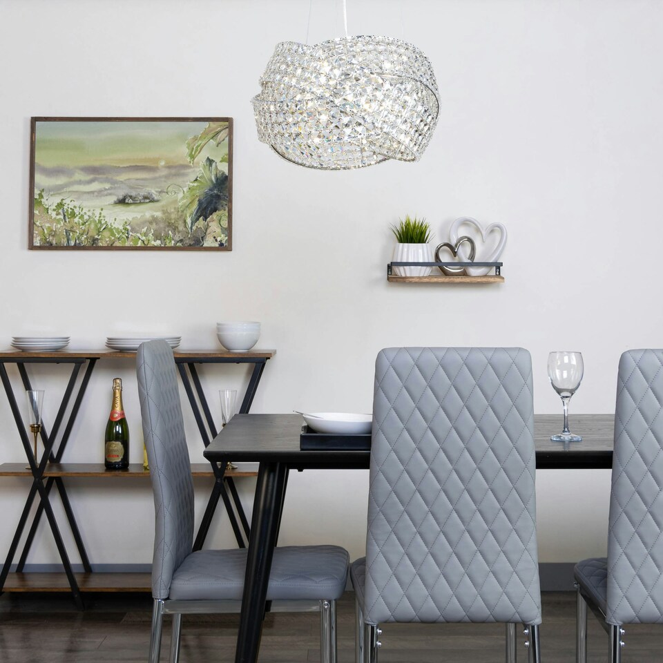 image 1 of BHS Cypress Small Crystal Ring Ceiling Pendant, Chrome