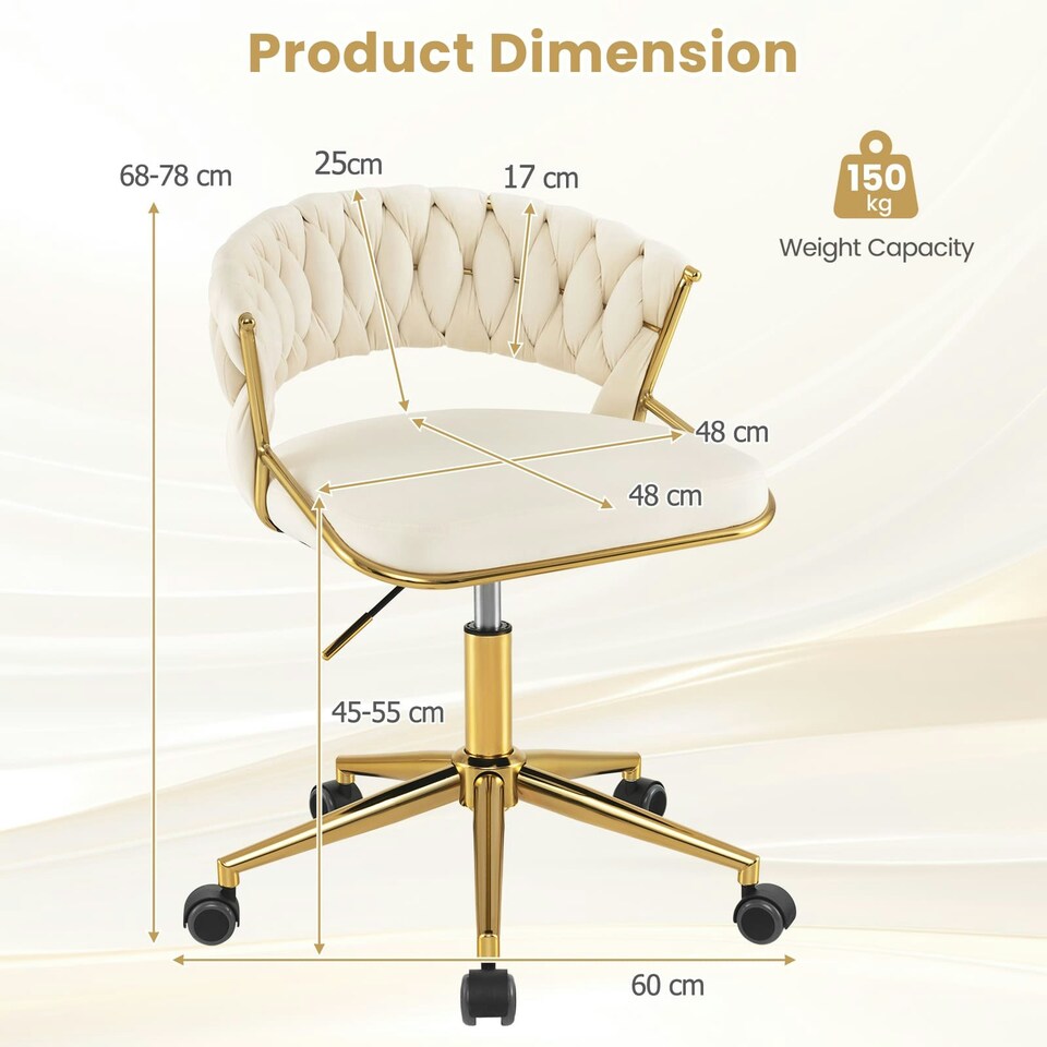 image 1 of COSTWAY 2Pcs Swivel Home Office Chair Adjustable Computer Chair White