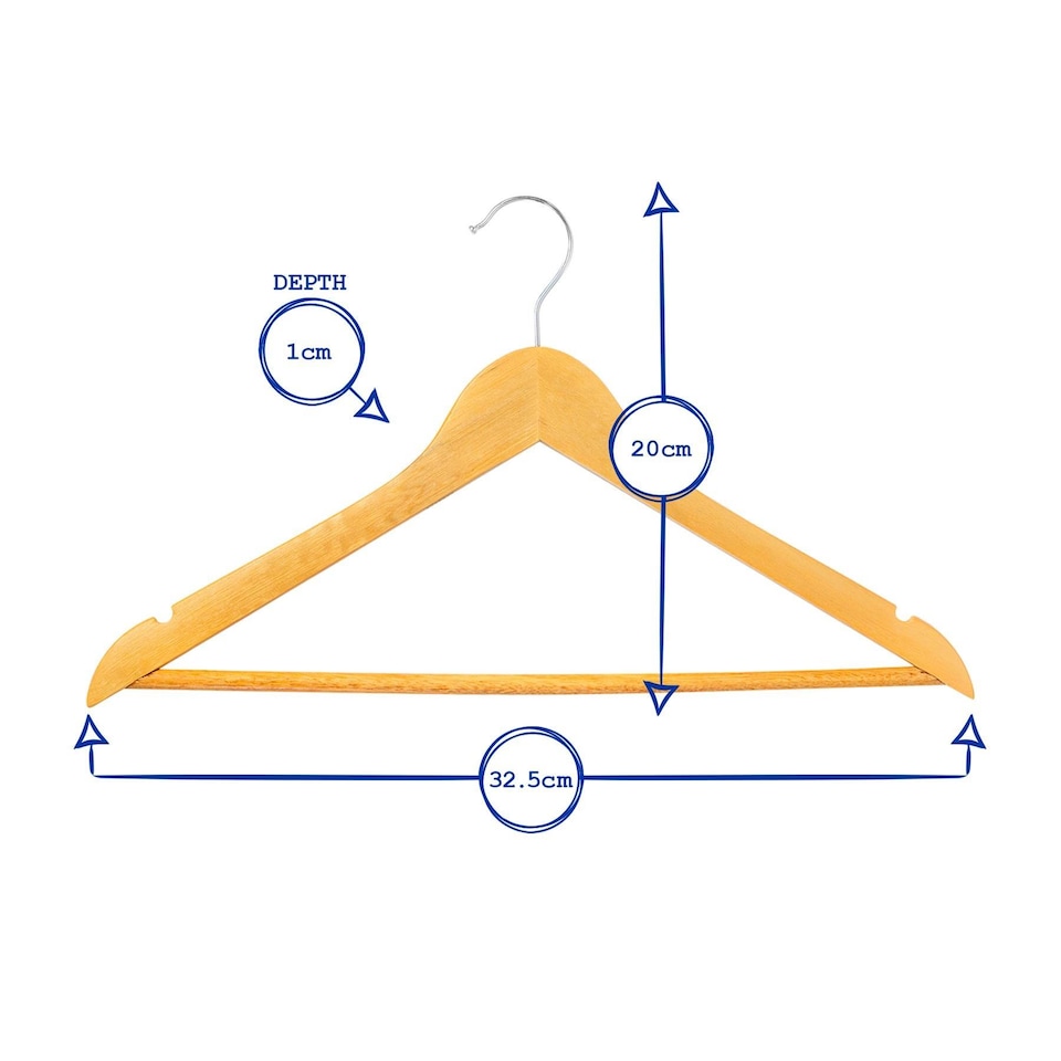 image 1 of Harbour Housewares Wooden Children's Hangers - Brown - Pack of 20