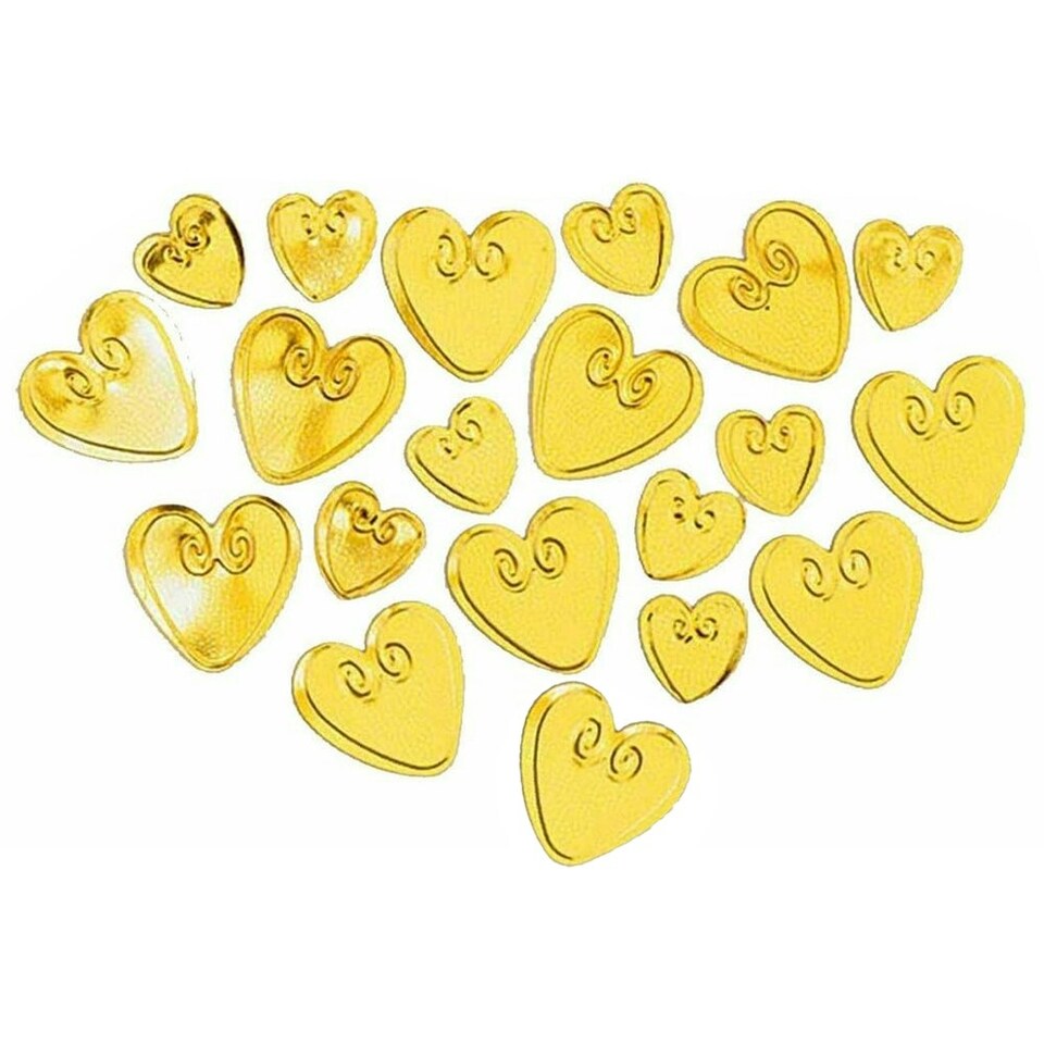 image 1 of Amscan Embossed Metallic Hearts Confetti - Gold - One Size