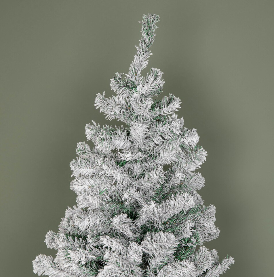 image 1 of 6ft (1.8m) Snow Flocked Artificial Christmas Tree with Green Metal Stand and 455 Tips