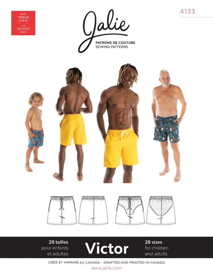 image 1 of Jalie 4133 Victor Swim Shorts Paper Sewing Pattern – Children’s, Teenagers’ & Men’s Shorts & Swimwear, 28 Sizes, Intermediate
