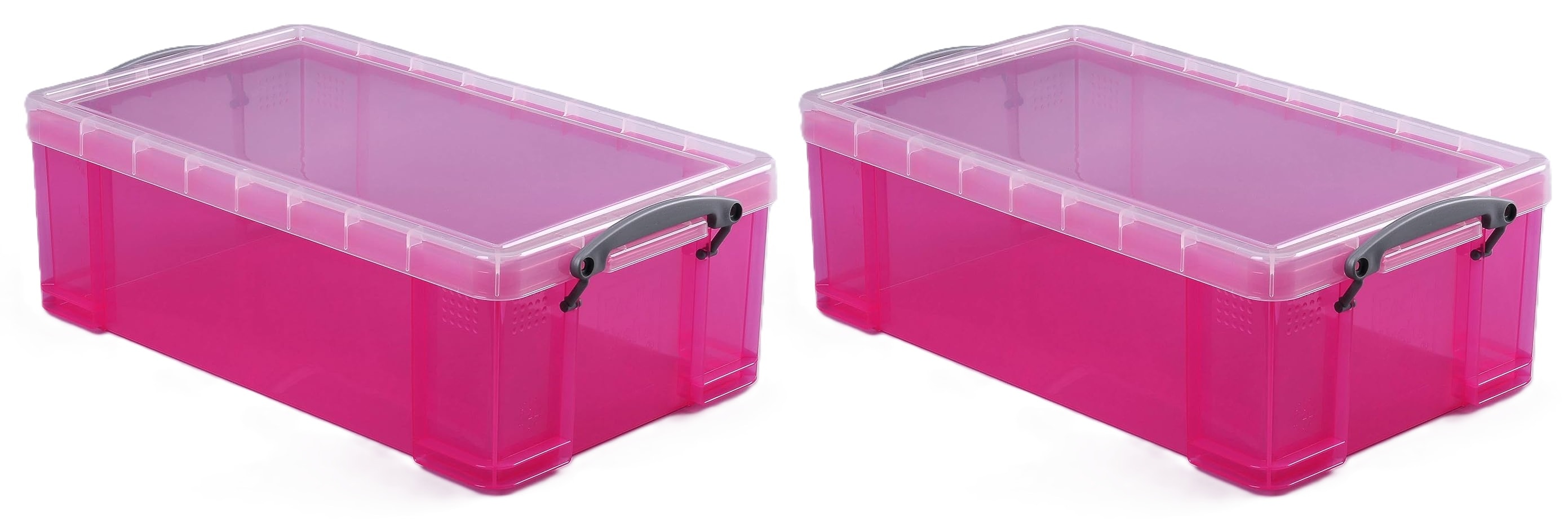 Really Useful Plastic Storage Box 12 Litre Bright Pink Pack of 2