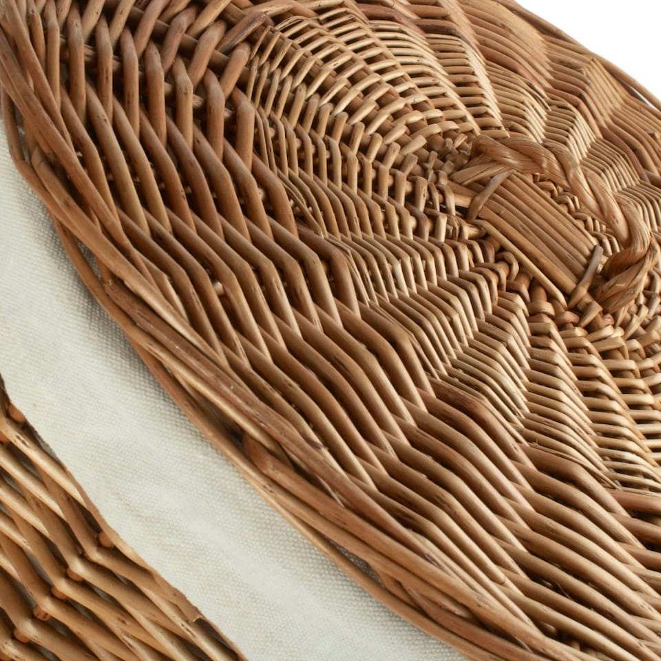 image 1 of Small Light Steamed Round Laundry Baskets with White Lining | White | White