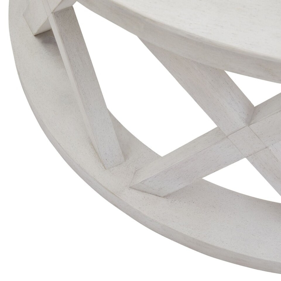 image 1 of Stamford Plank Collection Round Coffee Table - Pine - L100 x W100 x H45 cm - White White