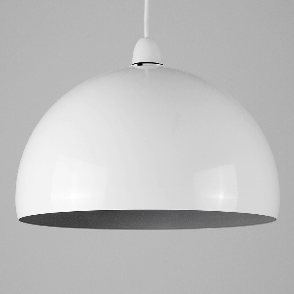 image 1 of ValueLights Modern Gloss White And Grey Metal Dome Ceiling Pendant Light Shade