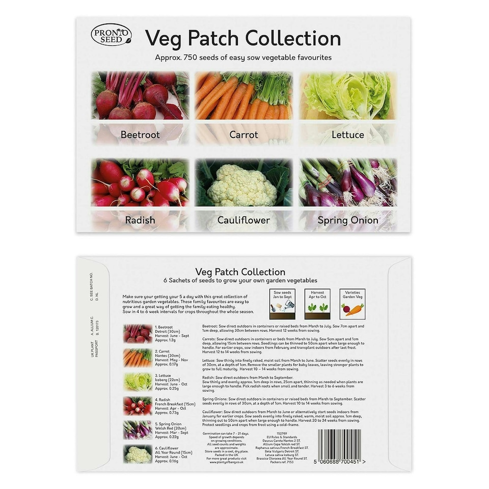 image 1 of Pronto Seed Vegetable Seeds Bumper Pack – 21 Popular Varieties, Over 1,700 Seeds for Growing Your Own Veg