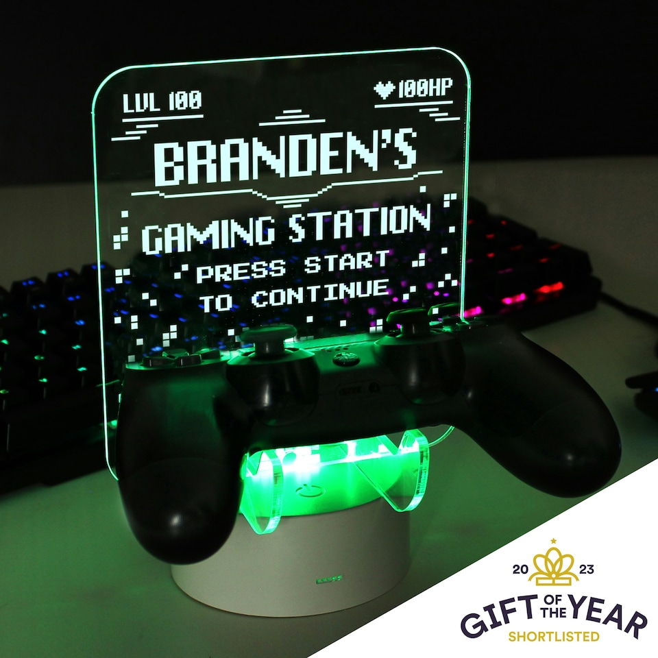 image 1 of Personalised Gaming Controller Holder LED Colour Changing Light