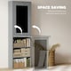 image 3 of HOMCOM Folding Convertible Desk with Blackboard and Bookshelf, Grey