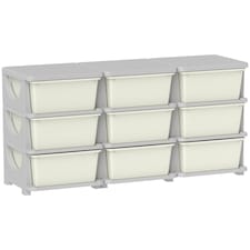 HOMCOM Kids Storage Units with Drawers 3 Tier Chest Dresser Tower Cream | 113 x 37 x 56.5 cm