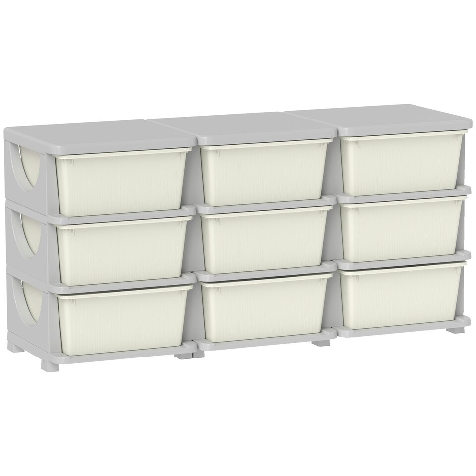 image 1 of HOMCOM Kids Storage Units with Drawers 3 Tier Chest Dresser Tower Cream | 113 x 37 x 56.5 cm