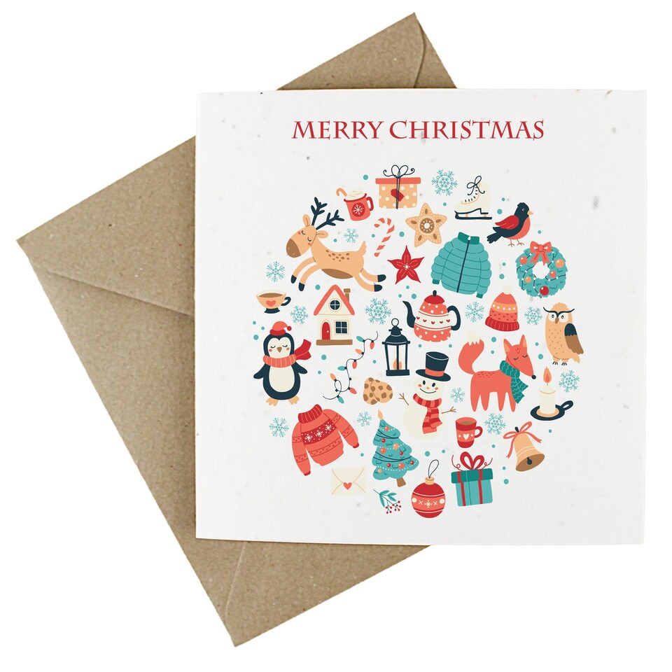 image 1 of Festive Circle - Plantable Wildflower Seed Christmas Cards - 10 Pack