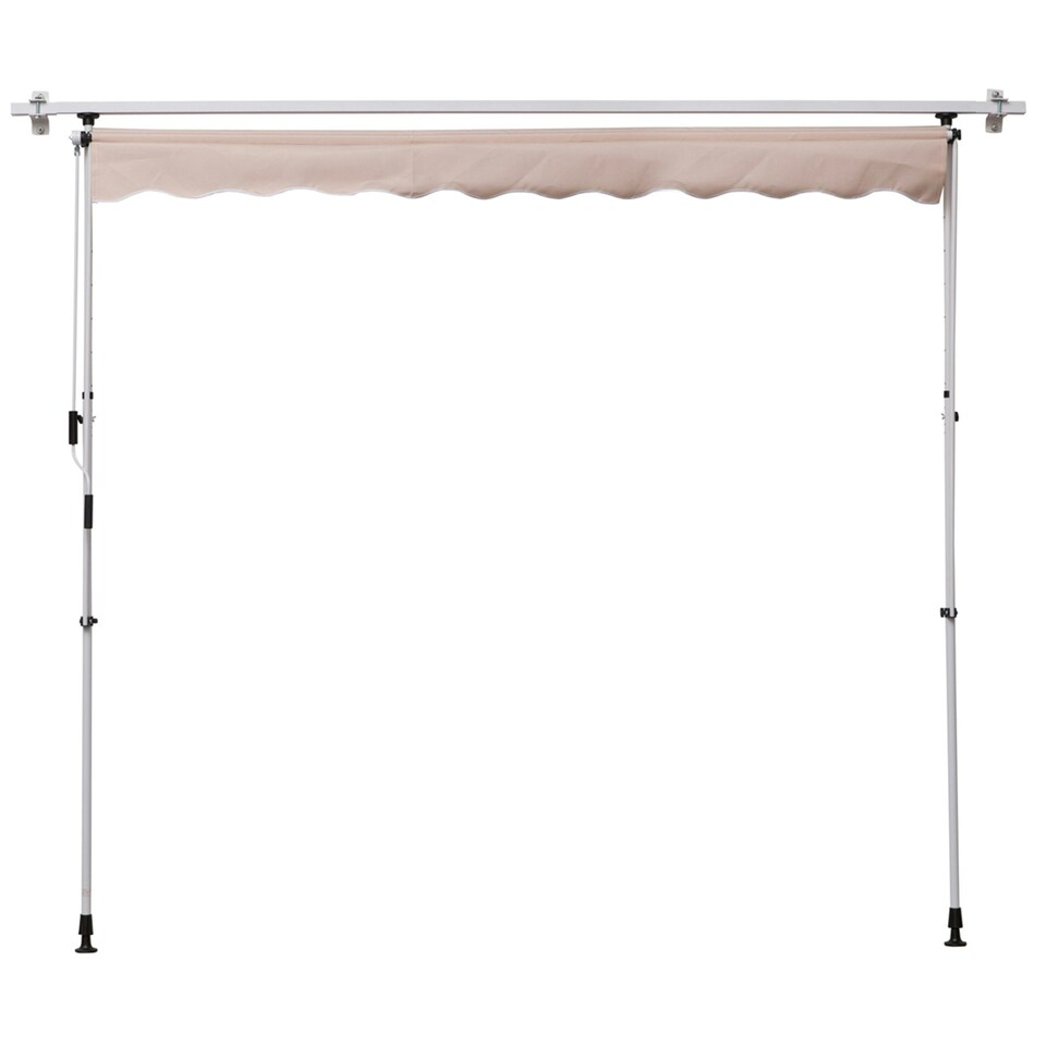 image 1 of Outsunny 2x1.5m Manual Retractable Patio Awning Floor- to-ceiling Shade Beige Cream