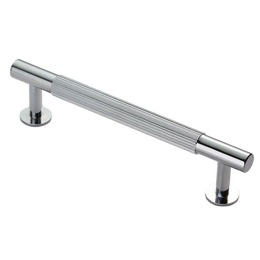 Loops Lined Bar Door Pull Handle - 158mm x 13mm - 128mm Centres - Polished Chrome