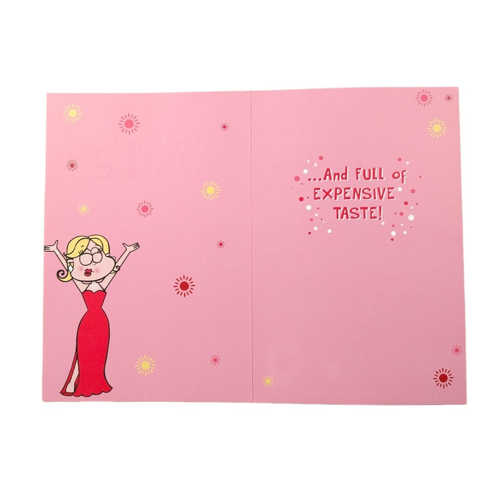 image 1 of Loving Birthday Wishes For My Wife Lady with Champagne Design Witty Words Card