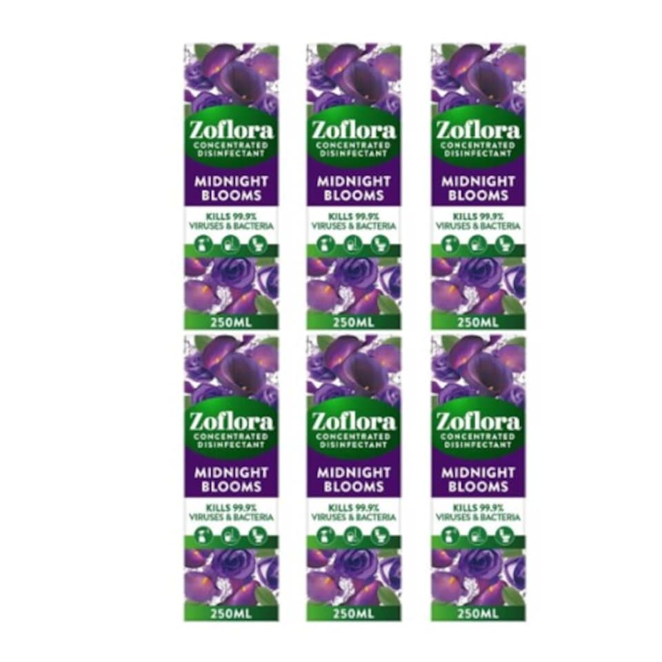 Zoflora Midnight Blooms Concentrated Disinfectant 250ml (Multipacks) | Purple | 6 - Purple | 1500ml | 6