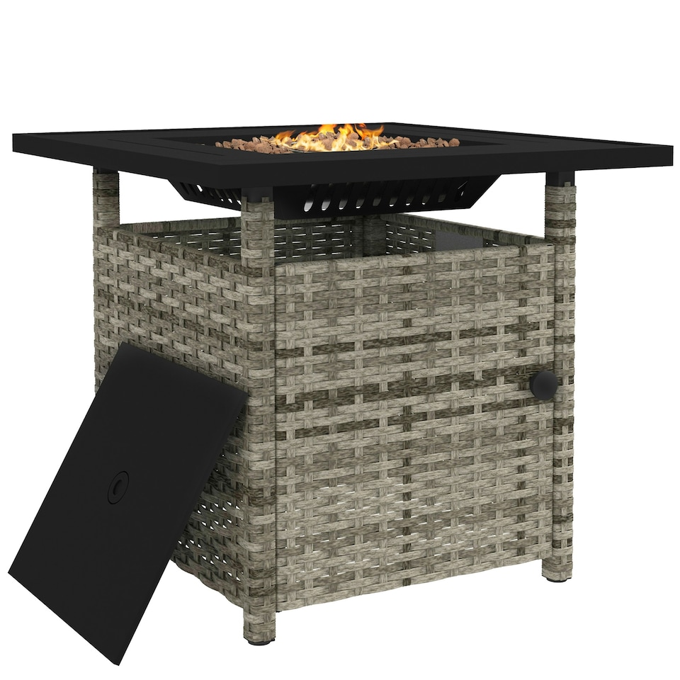 image 1 of Outsunny 50,000 BTU Rattan Fire Pits for Garden, Fire Pit Table