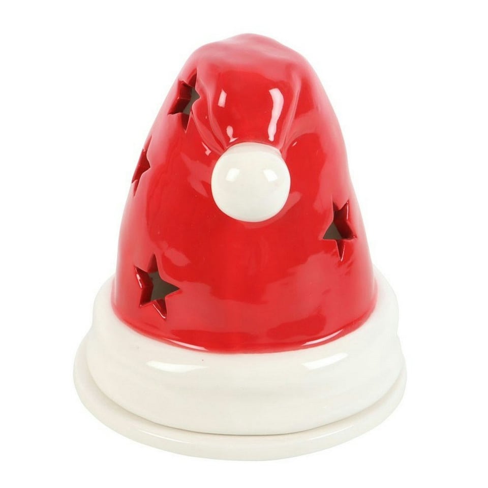 image 1 of Something Different Santa Hat Tealight And Incense Cone Holder - Red/White - One Size