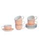 image 1 of Nicola Spring 12 Piece Hand-Printed Cappuccino Cup & Saucer Set - 250ml - Orange