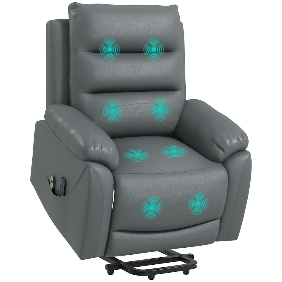 image 1 of HOMCOM Power Lift Recliner Chair Reclining Armchair for Living Room, Grey Grey