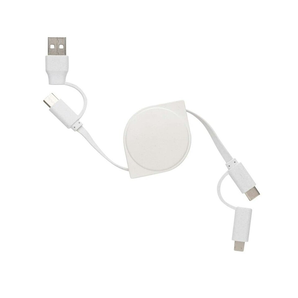 image 1 of XD Collection Recycled Plastic 6-In-1 Retractable Connector Cable - White - One Size