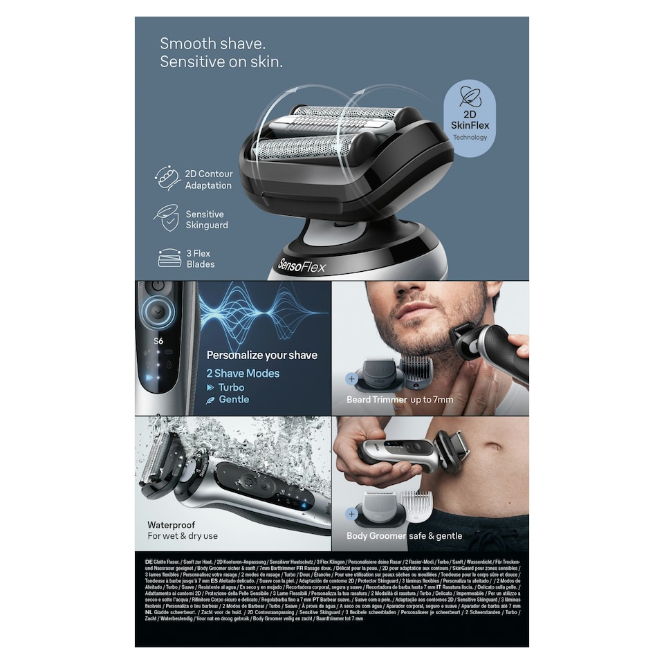 image 1 of Braun Series 6 Electric Shaver, SmartCare Center, +2 Attachments, 62-S7650CC, Silver
