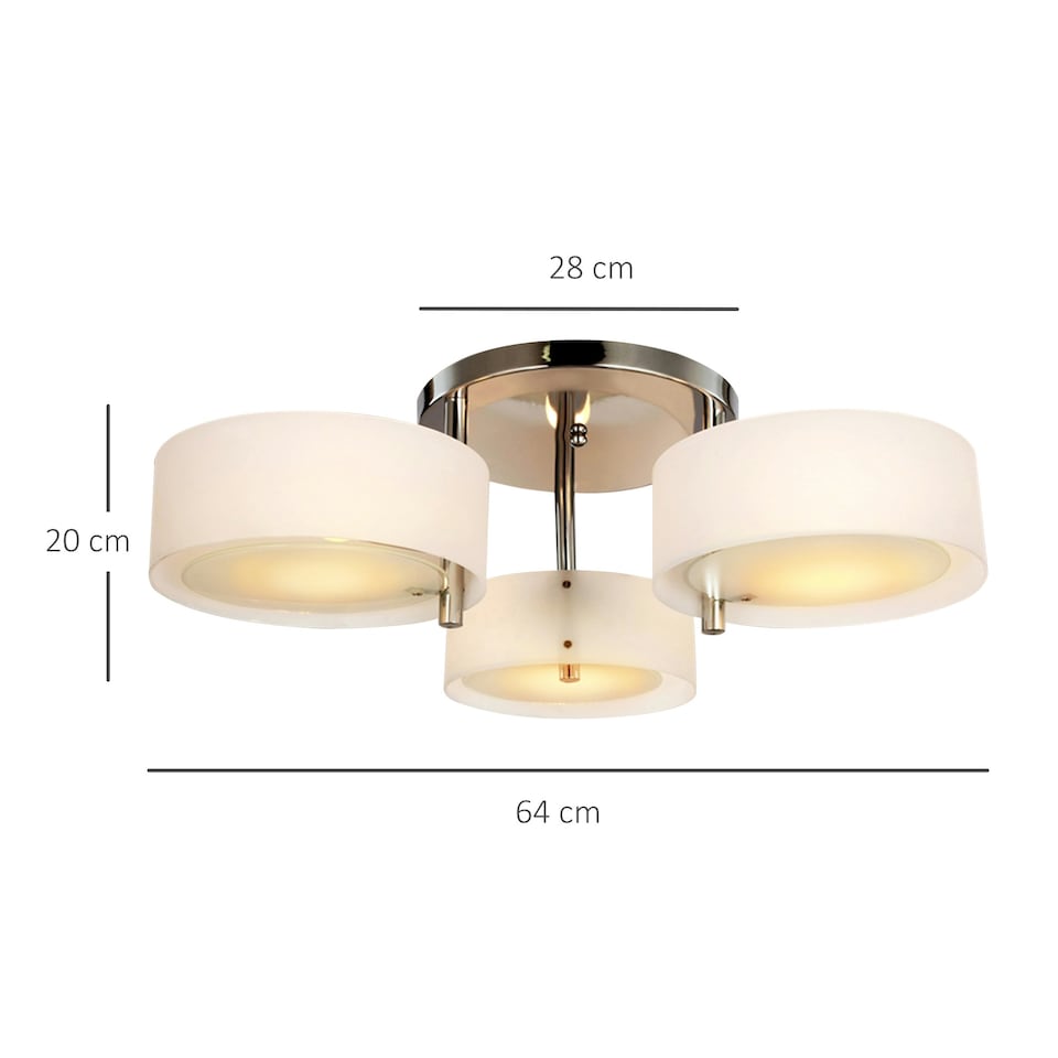 image 1 of HOMCOM Acrylic Lamp Ceiling Light Pendant Chandelier with 3 Lights Chrome Finish