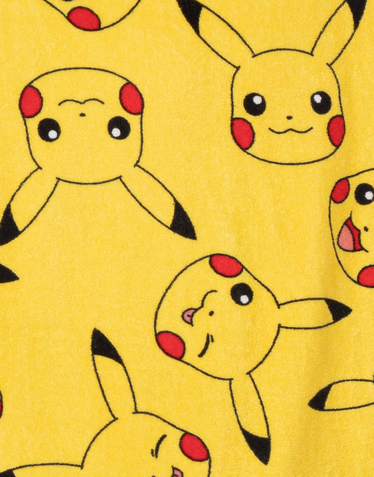 image 1 of Pokemon Kids Towel Poncho | Yellow Bath Towel with 3D Ears For Boys & Girls | Pikachu All Over Print Swimwear Beach Graphic Changing Robe | Cosy Hooded Swim Accessory Merchandise Gift for Children