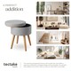 image 7 of Stool Yara - round, padded, with storage space, linen look | Grey | light grey | 42,50 x 42,50 x 45,50 cm | 1