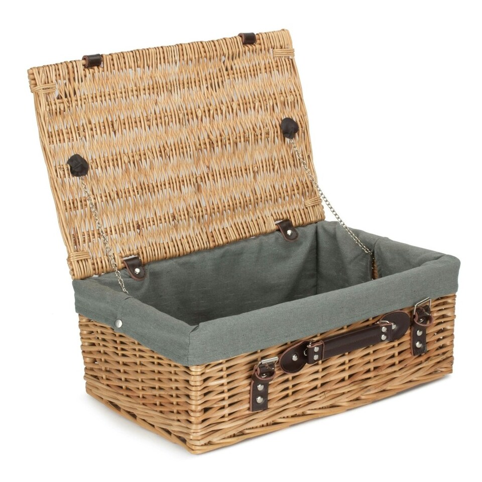 image 1 of 46cm Buff Wicker Picnic Basket with Lining Red | Red | One Size