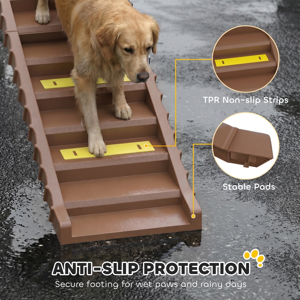 image 1 of PawHut Foldable Dog Ramp for Car, Non-Slip Dog Stairs for SUVs Truck