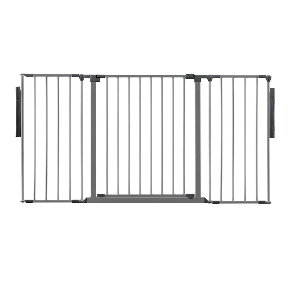 image 1 of Safetots Premium Multi Panel Room Divider, up to 148cm Wide, Grey, 70cm Tall, Flexible Barrier with Door for Baby and Toddler | Grey