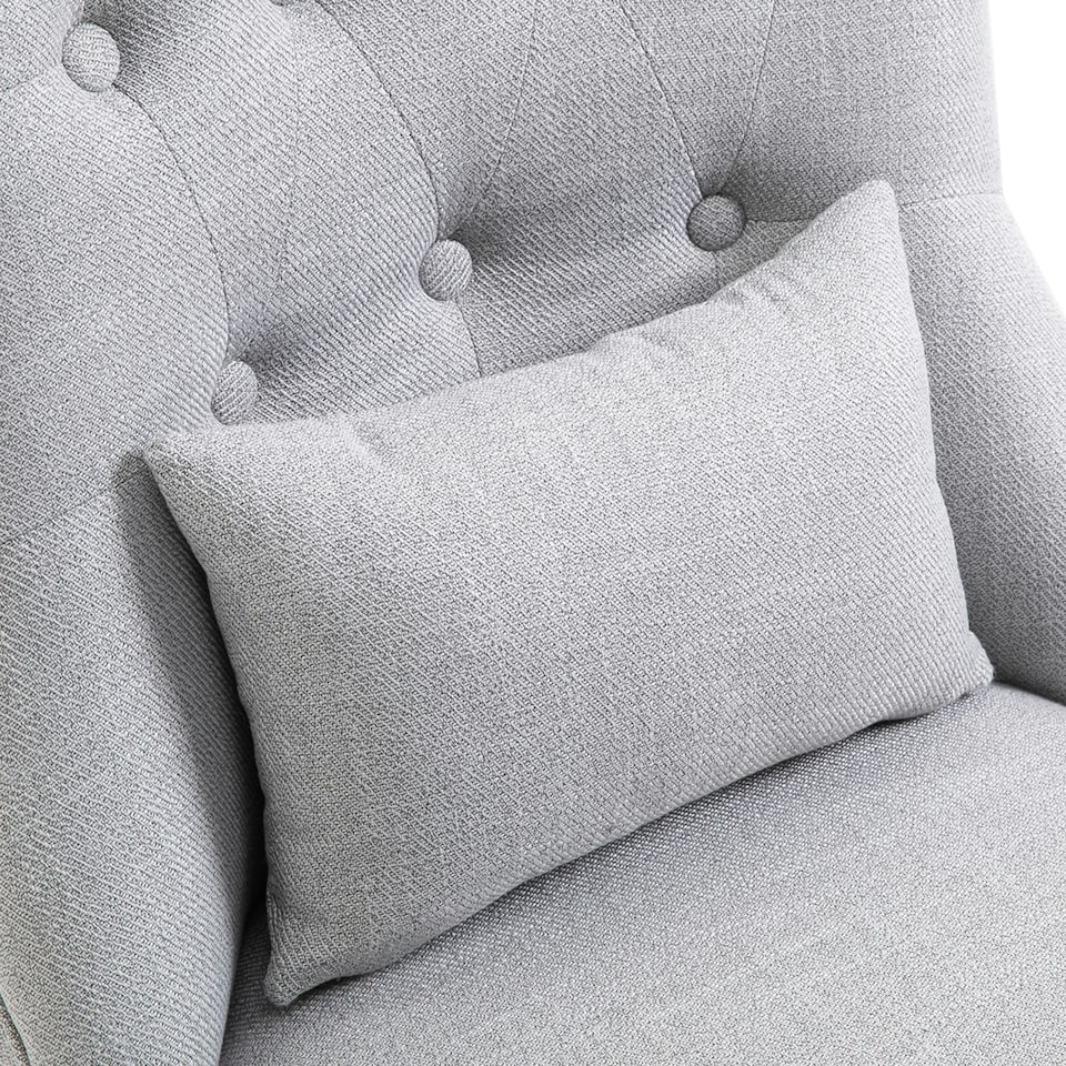 image 1 of HOMCOM Fabric Single Sofa Upholstered with Pillow Wood Leg Grey
