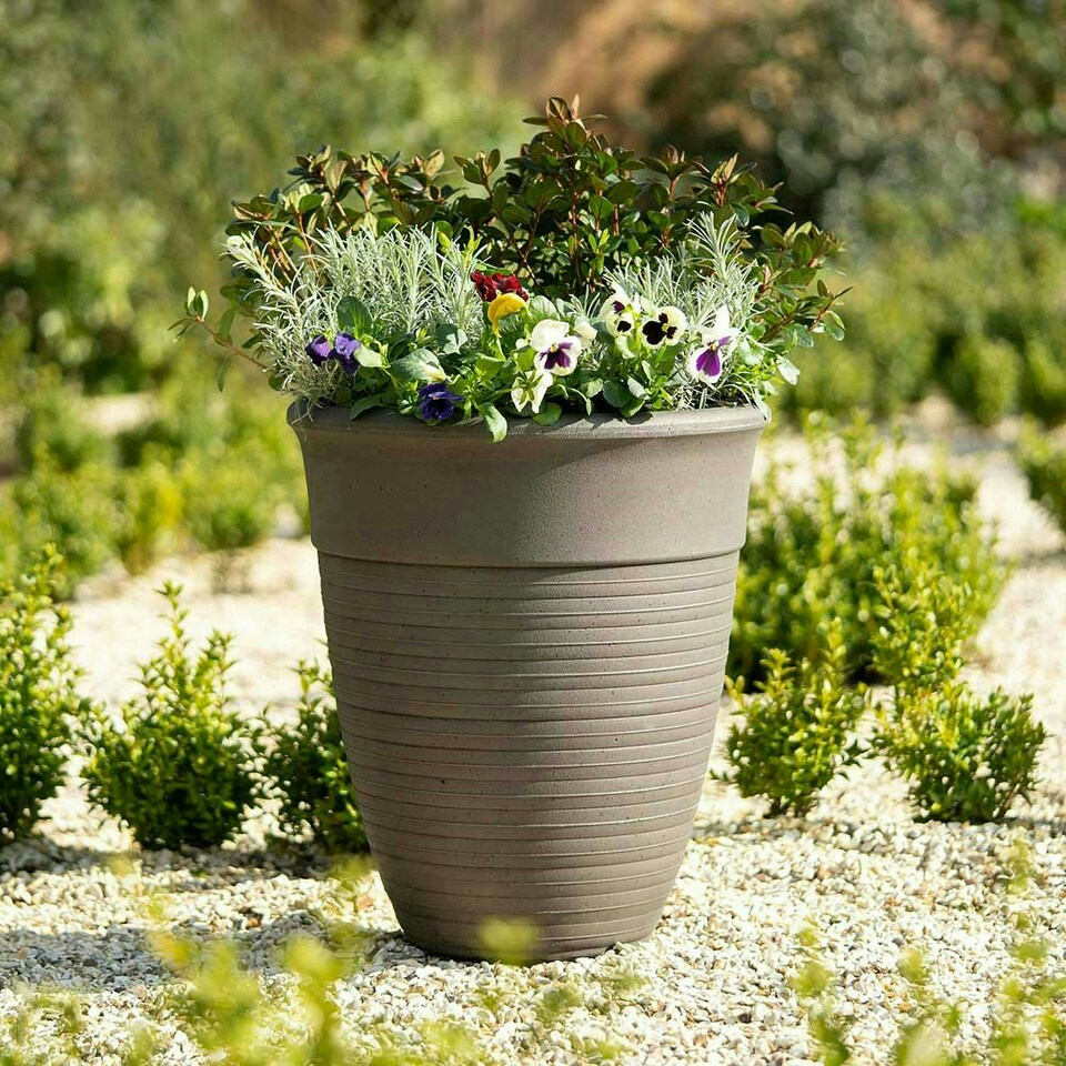 image 1 of Primrose Garden Tall Round Flower Plant Pot Planter Grey 49 x 44 x 44 cm