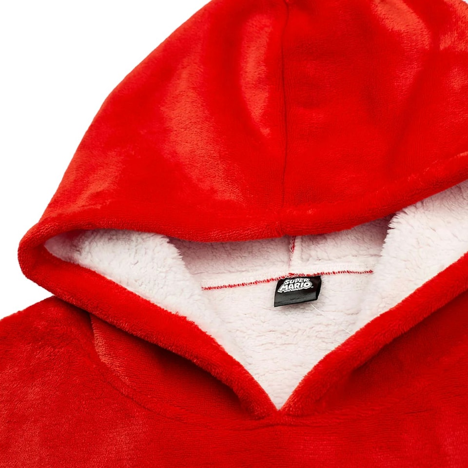 image 1 of Super Mario Boys Logo Blanket Hoodie - Red - 9-13 Years