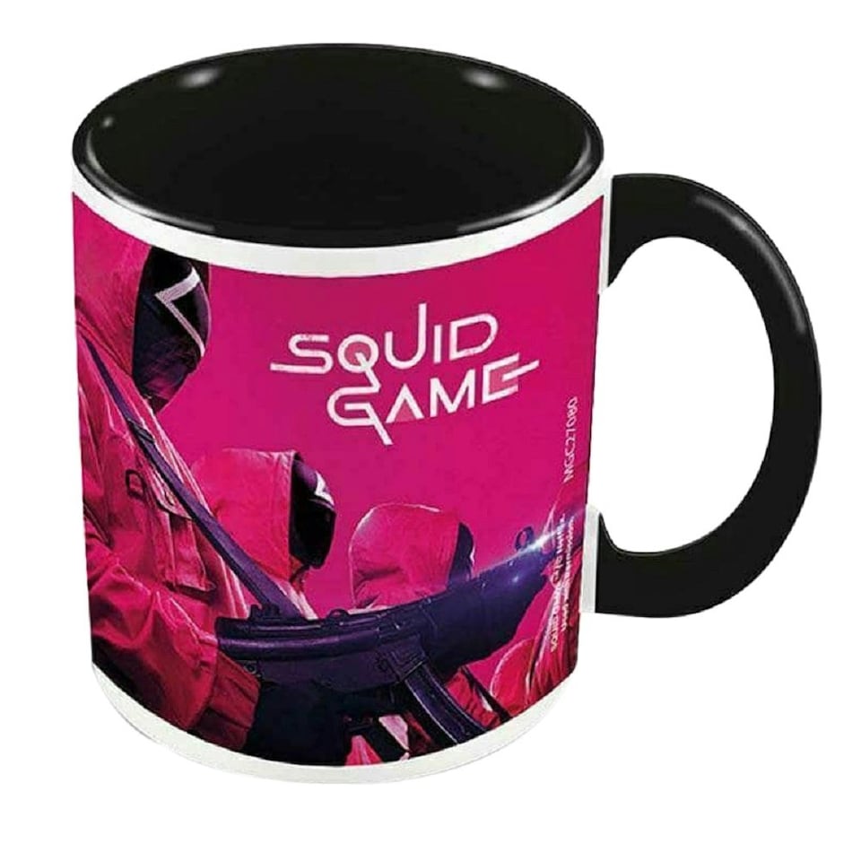 Squid Game Mask Man Mug - Pink/Black/White - One Size