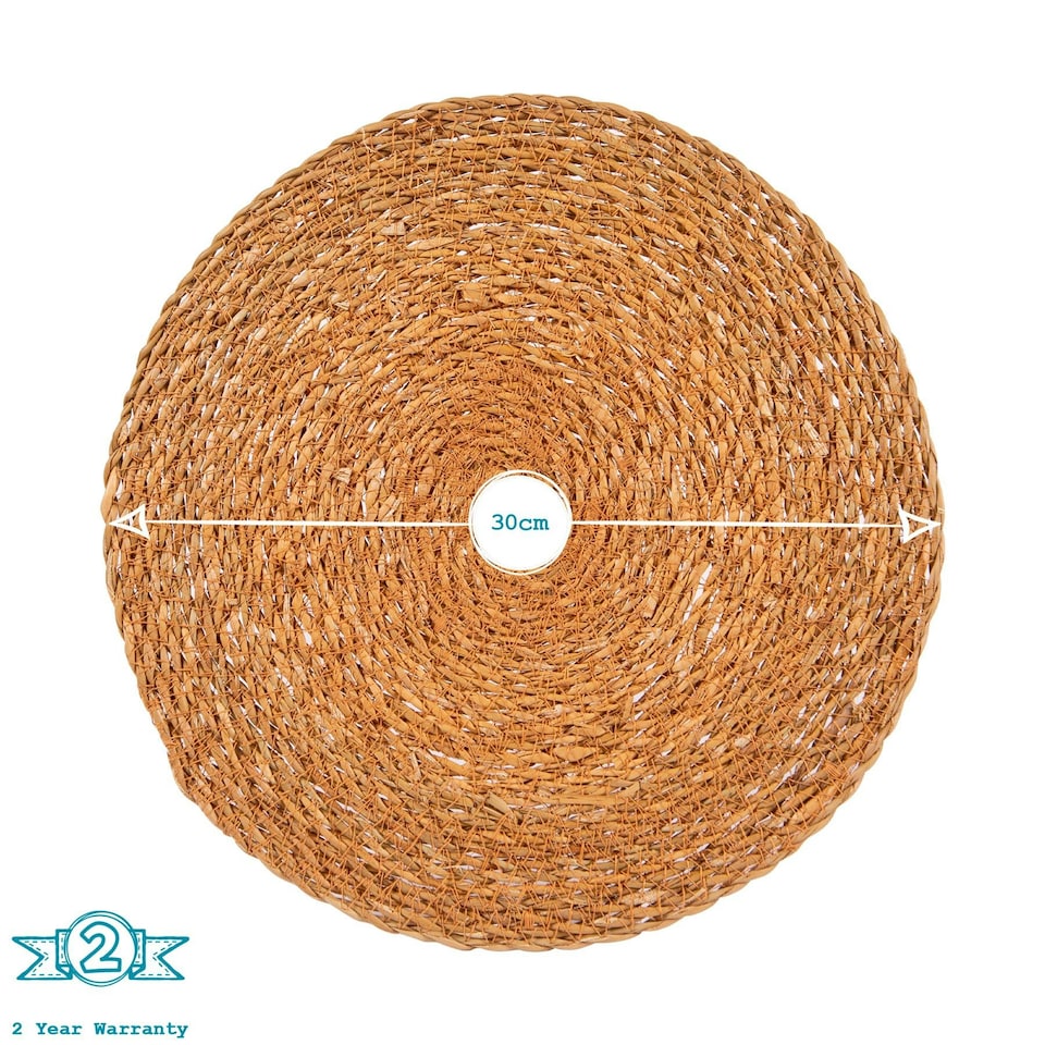 image 1 of Argon Tableware Round Woven Typha Placemats - 30cm - Pack of 6 Brown
